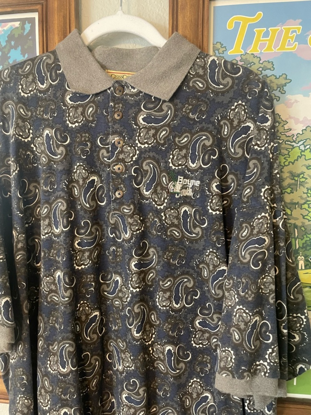 Vintage Cross Creek Golf Polo Shirt Mens XL Tall Paisley Boyne USA Made 90s